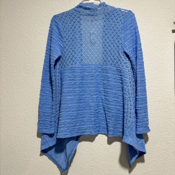Anthropologie Ella Mara Periwinkle Cardigan Sweater Small Blue Waterfall Hem - Picture 4 of 8